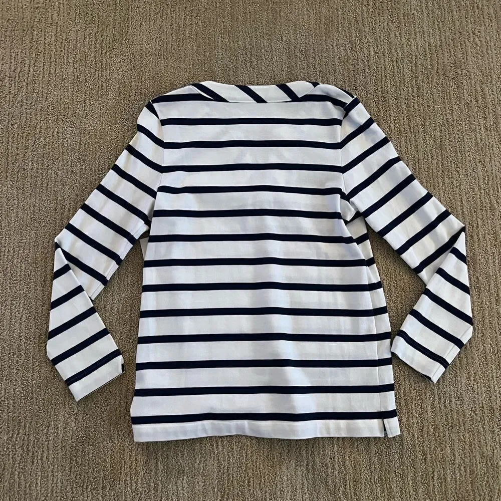 Kate Spade Blue and White Striped Box Tropez Top
